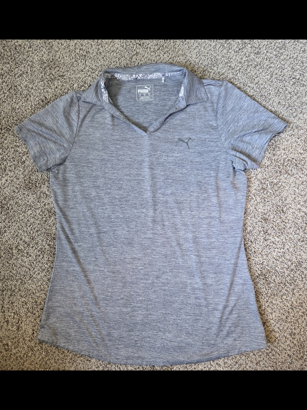 PUMA Women's Gray Medium Short Sleeve Golf Polo Top